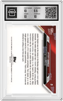 Jayden Daniels from the 2024 Topps Now set graded by Arena Club and given an overall grade of 10.
