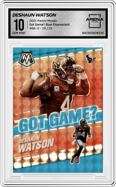 2021 Panini Mosaic Got Game? Deshaun Watson Blue Fluorescent #GG-3 ARENA CLUB 10