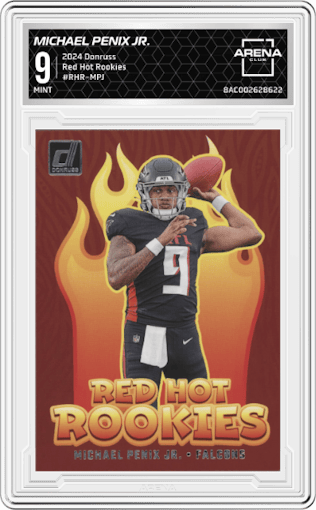 Michael Penix Jr. from the 2024 Donruss set graded by Arena Club and given an overall grade of 9.