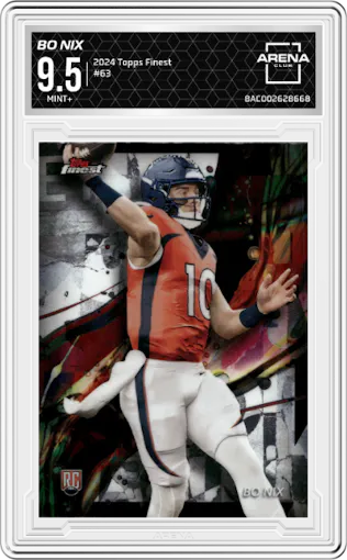 Bo Nix  from the 2024 Finest set graded by Arena Club and given an overall grade of 9.5.