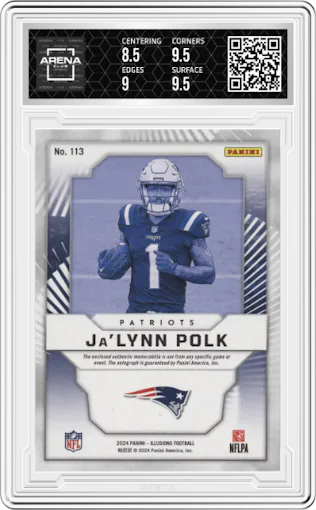 Ja’Lynn Polk from the 2024 Panini Illusions set featuring a Bronze parallel graded by Arena Club and given an overall grade of 9.
