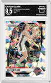 Caitlin Clark from the 2024 Panini Prizm WNBA set featuring a Ice Prizm parallel graded by Arena Club and given an overall grade of 9.5.