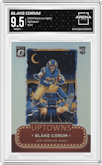 Blake Corum from the 2024 Donruss Optic set graded by Arena Club and given an overall grade of 9.5.