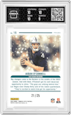 Aidan O'Connell from the 2023 Donruss Optic set featuring a Black Pandora parallel graded by Arena Club and given an overall grade of 9.5.