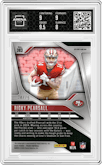 Ricky Pearsall from the 2024 Panini Prizm set featuring a Green Scope parallel graded by Arena Club and given an overall grade of 8.5.