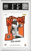 Josh Jacobs from the 2023 Panini Absolute set graded by Arena Club and given an overall grade of 9.