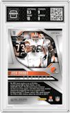 Josh Cribbs from the 2024 Panini Prizm set featuring a Choice Tiger Stripe Prizm parallel graded by Arena Club and given an overall grade of 9.5.