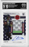Kenneth Walker III from the 2022 Panini National Treasures set featuring a Blue parallel graded by Arena Club and given an overall grade of 9.
