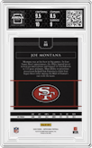 Joe Montana from the 2020 Panini Impeccable set featuring a Silver parallel graded by Arena Club and given an overall grade of 9.