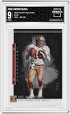 Joe Montana from the 2020 Panini Impeccable set featuring a Silver parallel graded by Arena Club and given an overall grade of 9.