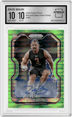 Zack Baun from the 2020 Panini Prizm set featuring a  Neon Green Pulsar parallel graded by Arena Club and given an overall grade of 10.