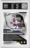 J.J. McCarthy from the 2024 Panini Prizm set featuring a Lazer Prizm parallel graded by Arena Club and given an overall grade of 9.5.
