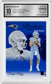 Drake Maye from the 2024 Panini Prestige  set featuring a Blue Premium Xtra Points parallel graded by Arena Club and given an overall grade of 10.