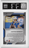Justin Herbert from the 2020 Panini Prizm set graded by Arena Club and given an overall grade of 9.5.
