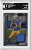 Justin Herbert from the 2020 Panini Prizm set graded by Arena Club and given an overall grade of 9.5.