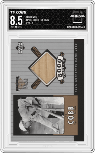 Ty Cobb from the 2000 SPx set graded by Arena Club and given an overall grade of 8.5.
