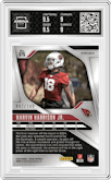 Marvin Harrison Jr. from the 2024 Panini Prizm set featuring a Red Wave parallel graded by Arena Club and given an overall grade of 9.5.