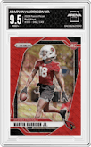 Marvin Harrison Jr. from the 2024 Panini Prizm set featuring a Red Wave parallel graded by Arena Club and given an overall grade of 9.5.