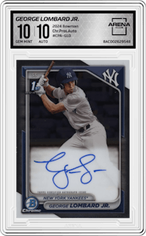 George Lombard Jr. from the 2024 Bowman set graded by Arena Club and given an overall grade of 10.