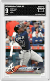 Ronald Acuna Jr. from the 2018 Topps Series 2 set graded by Arena Club and given an overall grade of 9.