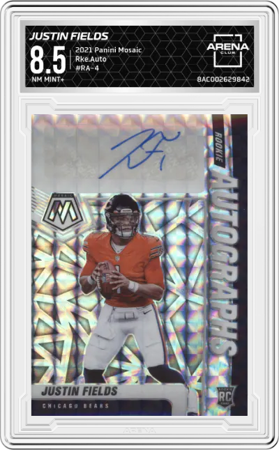 2021 Panini Mosaic Rke.Auto Justin Fields #RA-4 ARENA CLUB 8.5