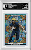 Blake Corum from the 2024 Panini Prizm Draft Picks set graded by Arena Club and given an overall grade of 9.5.