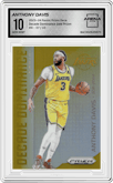 Anthony Davis from the 2023-24 Panini Prizm Deca set featuring a Gold Prizm parallel graded by Arena Club and given an overall grade of 10.