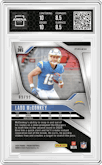 Ladd McConkey from the 2024 Panini Prizm set featuring a Blue Ice parallel graded by Arena Club and given an overall grade of 9.