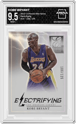 Kobe Bryant from the 2012-13 Panini Elite Series set graded by Arena Club and given an overall grade of 9.5.