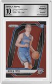 Nikola Topic from the 2024-25 Panini Prizm set featuring a Red Prizm parallel graded by Arena Club and given an overall grade of 10.