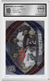 Marquise Brown/Lamar Jackson from the 2023 Panini Spectra set graded by Arena Club and given an overall grade of 10.