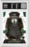 Jayson Tatum from the 2022-23 Panini Select set featuring a Zebra parallel graded by Arena Club and given an overall grade of 9.