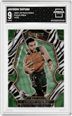 Jayson Tatum from the 2022-23 Panini Select set featuring a Zebra parallel graded by Arena Club and given an overall grade of 9.