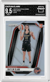 Caitlin Clark from the 2024 Panini Prizm WNBA set featuring a Silver Prizm parallel graded by Arena Club and given an overall grade of 9.5.