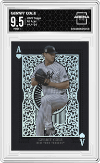 Gerrit Cole from the 2025 Topps set graded by Arena Club and given an overall grade of 9.5.