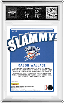 Cason Wallace from the 2023-24 Donruss Optic set graded by Arena Club and given an overall grade of 9.5.