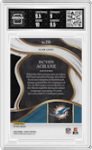 De'Von Achane from the 2023 Panini Select set featuring a Die-Cut Zebra parallel graded by Arena Club and given an overall grade of 9.5.