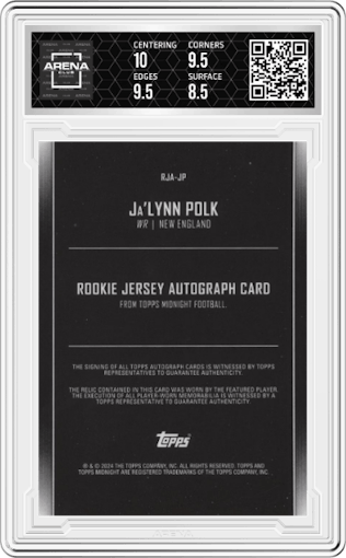 Ja'Lynn Polk from the 2024 Topps Midnight set featuring a Daybreak parallel graded by Arena Club and given an overall grade of 9.
