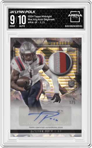 Ja'Lynn Polk from the 2024 Topps Midnight set featuring a Daybreak parallel graded by Arena Club and given an overall grade of 9.