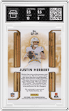 Justin Herbert from the 2023 Panini Gold Standard set graded by Arena Club and given an overall grade of 9.5.