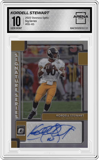 Kordell Stewart from the 2022 Panini Donruss Optic set graded by Arena Club and given an overall grade of 10.