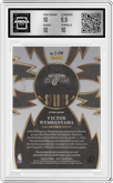 Victor Wembanyama from the 2023-24 Panini Select  set featuring a Blue Prizm parallel graded by Arena Club and given an overall grade of 10.