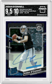  Aidan O'Connell from the 2023 Donruss Optic set featuring a Purple Stars parallel graded by Arena Club and given an overall grade of 9.5.