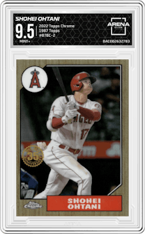 Shohei Ohtani from the 2022 Topps Chrome set graded by Arena Club and given an overall grade of 9.5.