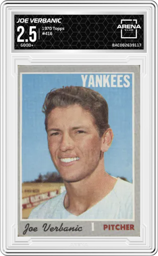 Joe Verbanic from the 1970 Topps set graded by Arena Club and given an overall grade of 2.5.
