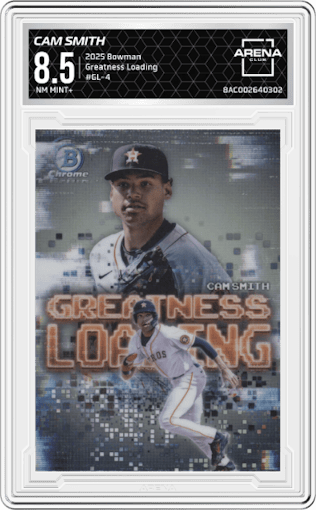 Cam Smith from the 2025 Bowman set graded by Arena Club and given an overall grade of 8.5.