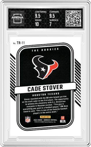 Cade Stover from the 2024 Donruss set graded by Arena Club and given an overall grade of 7.5.