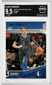 Luka Doncic from the 2018-19 Panini Chronicles set graded by Arena Club and given an overall grade of 9.5.
