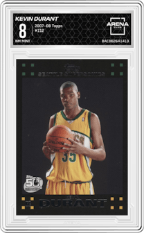 Kevin Durant from the 2007-08 Topps set graded by Arena Club and given an overall grade of 8.