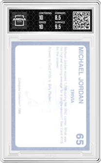 Michael Jordan  from the 1989 Collegiate Collection North Carolina's Finest set graded by Arena Club and given an overall grade of 9.